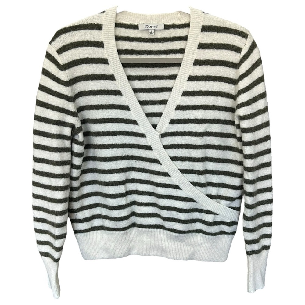 Madewell Women’s Wrap-Front Alpaca Blend 90s Striped Sweater Sz M - Picture 4 of 9